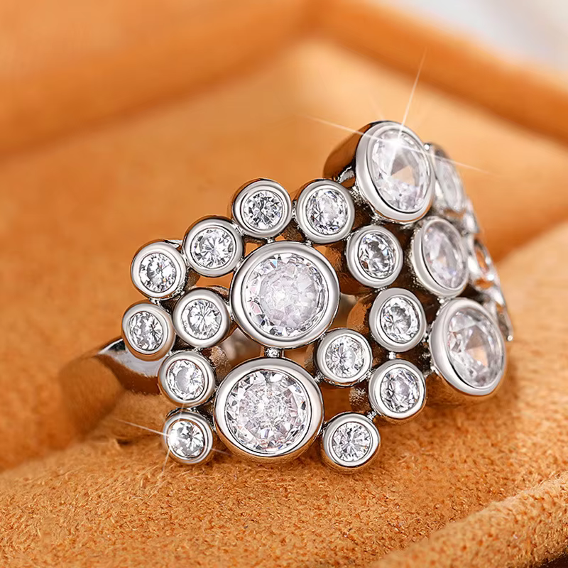 Bague de mariage ronde en argent 925 pour femme, design unique, bande de cérémonie, fête de luxe pou