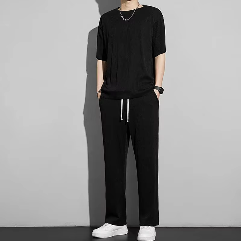 Ensemble haut et pantalon Kpop, survêtement à manches courtes, t-shirt de Style coréen pour hommes,