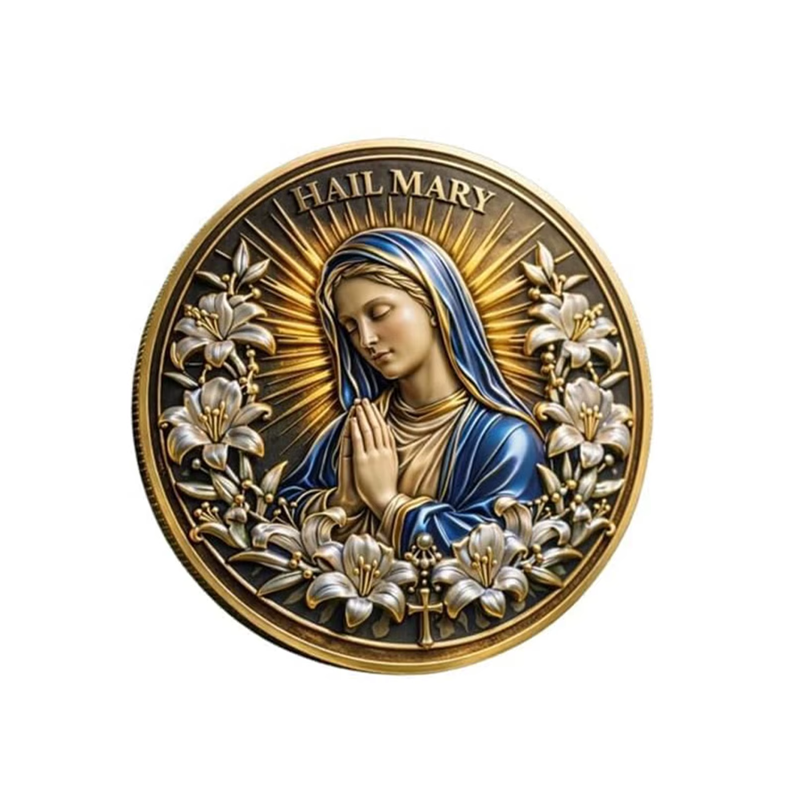 Pièce de collection religieuse catholique chrétienne, double face, avec prière, pièce de défi religi