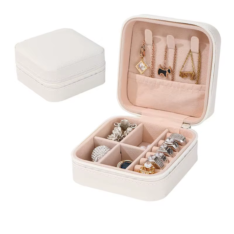 Boîte à bijoux de voyage personnalisée, étui à bijoux de fiançailles de mariage, bague, collier, rap