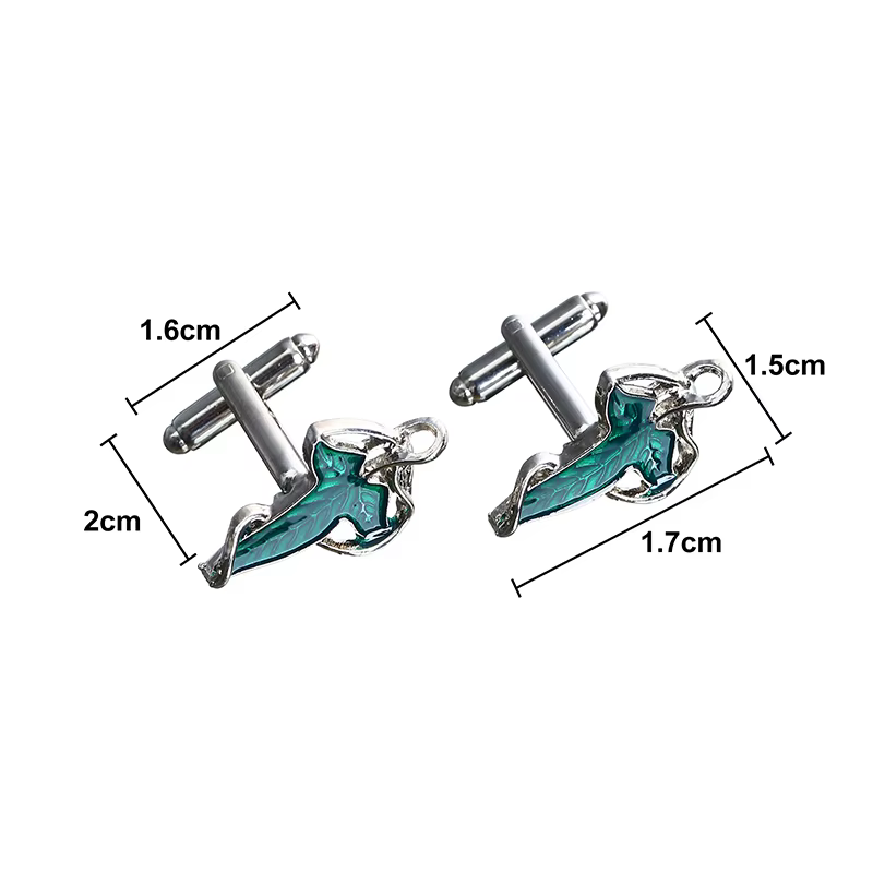 Boutons de manchette en forme de feuille d'elfe pour femmes, bijoux à la mode, unisexe, classique, r