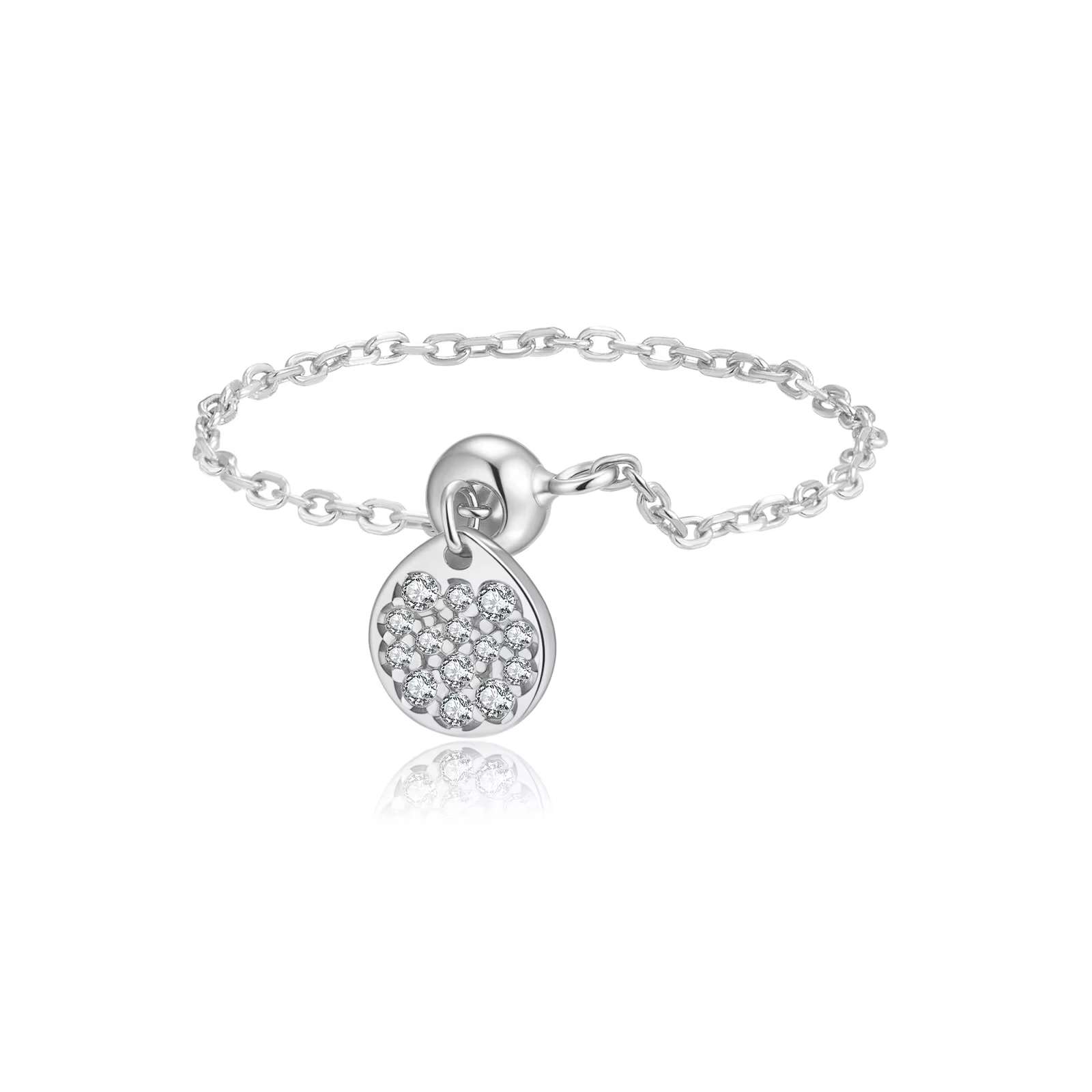 ANDYWEN Bague chaîne en argent 925 avec pendentif en forme de larme CZ, bijoux élégants pour femmes,