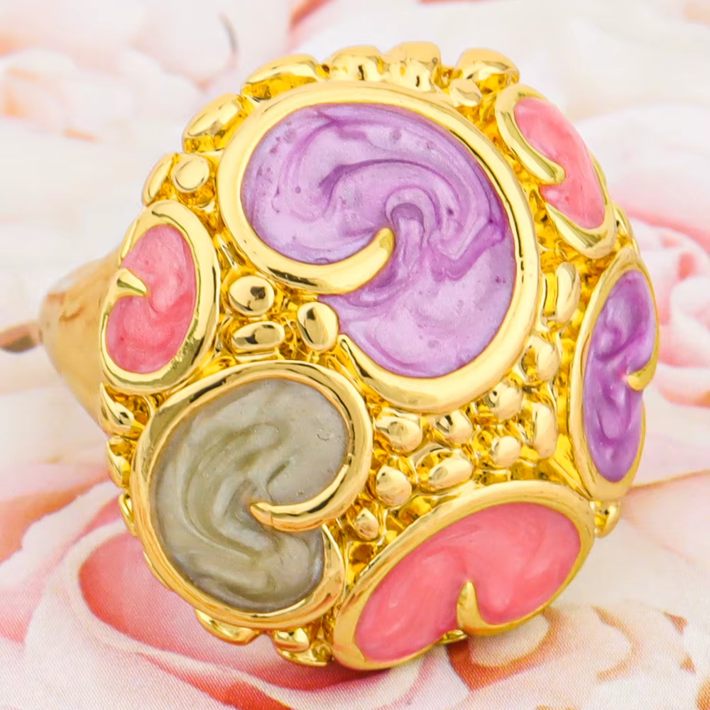Bague luxueuse en forme de cœur coloré pour femmes, plaqué or, bijoux tendance, cadeau pour fête, fê