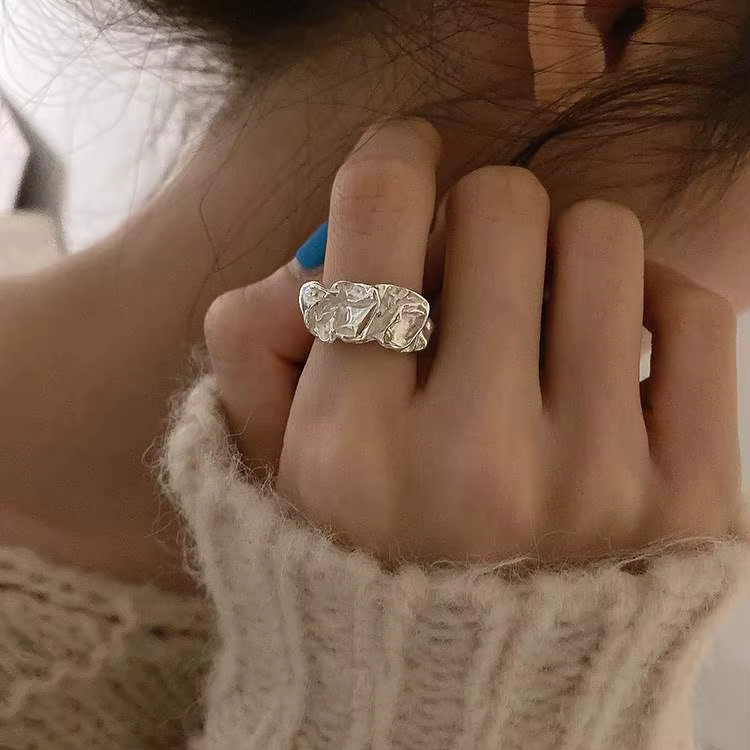 Bague en forme de sourire pour femmes, couleur argent, bijoux fins, doigt ouvert réglable, Vintage, 