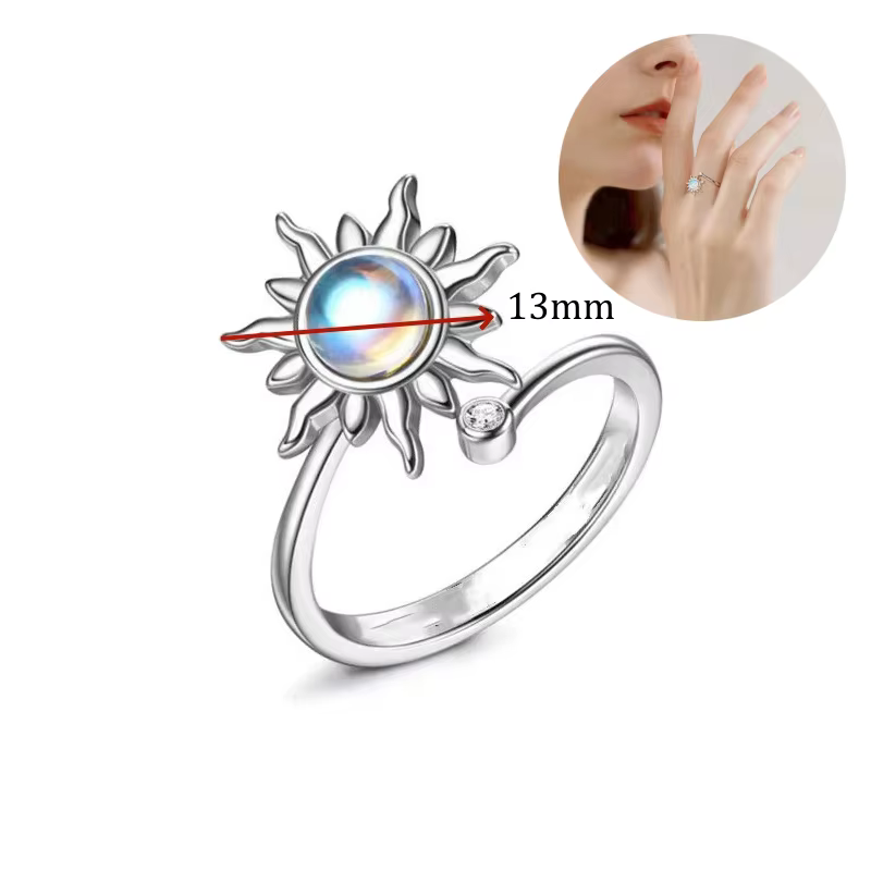 Bague anti-anlande Fidget Spinner pour femme, bijoux de mariage, cristal multiple, fleur, œil, papil
