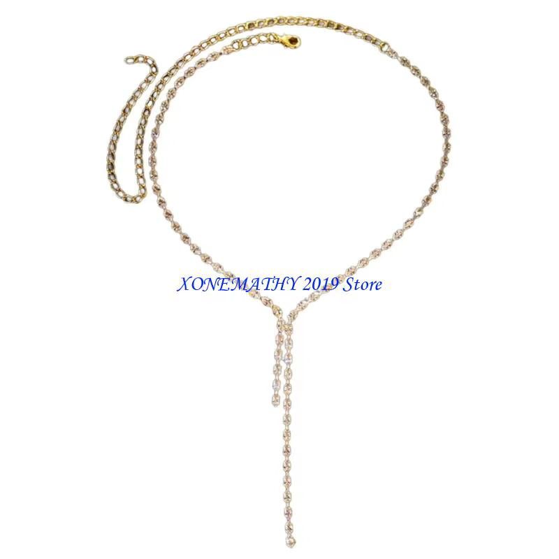 Collier en cuivre élégant F42F, frange en Zircon réglable pour événements formels décontractés