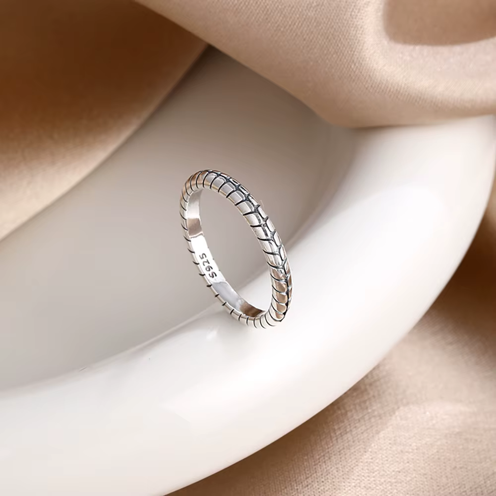 Nouveauté 2026 : Bague en argent 925 avec nœud carré et fleur, taille 6, 7, 8, 9 – Idéale pour les f