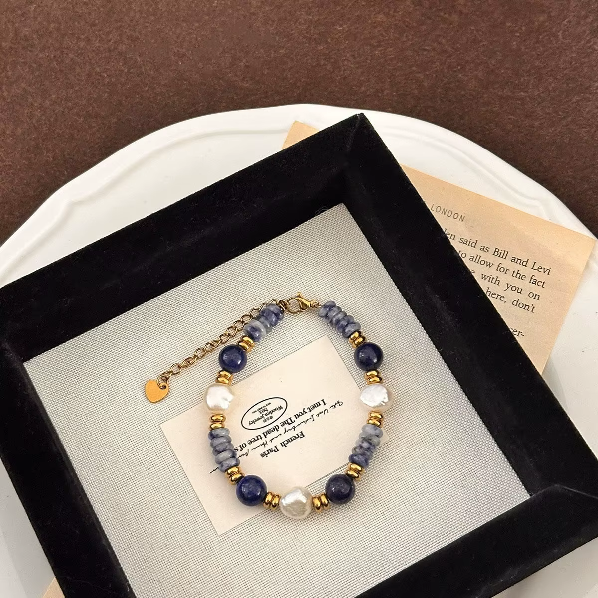 Collier avec pendentif en pierre lapis-lazuli pour femme, Style bohémien, perle d'eau douce naturell
