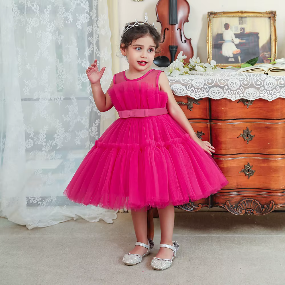 Robe Éducative en Tulle pour Bébé Fille, Tenue de Mariage, Demoiselle d'Honneur, ixd'Anniversaire, 2