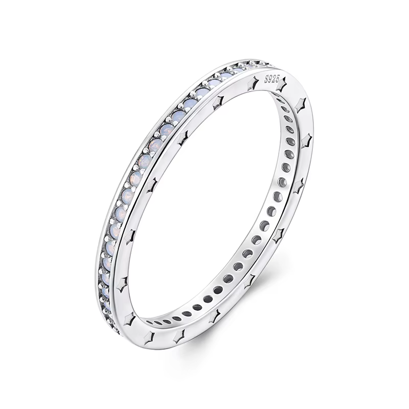 WOSTU – bagues en argent Sterling 925 pour femmes, opale blanche Simple, Onyx noir, à porter au quot