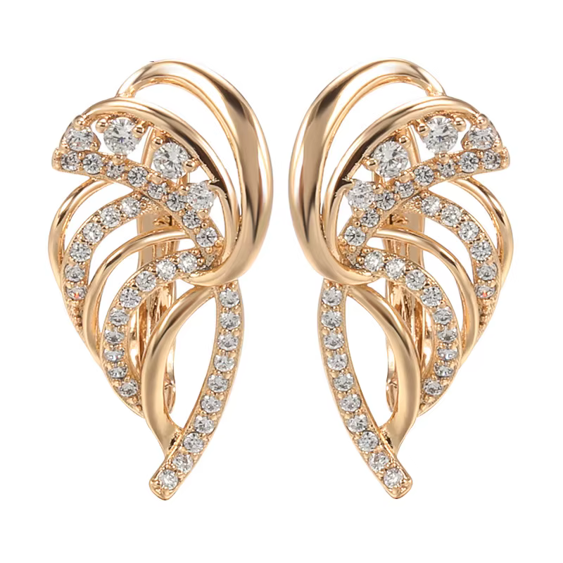 Boucles d'oreilles en or massif 14 carats pour femmes, bijoux d'oreille fins, or jaune 14 carats