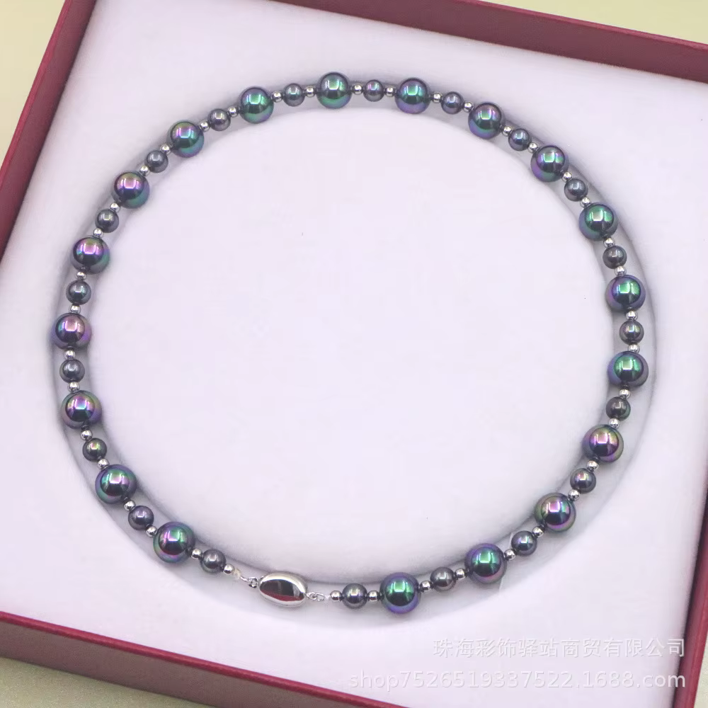 Collier élégant en perles de Tahiti noires, bijoux à la mode pour femmes, ras du cou polyvalent en f