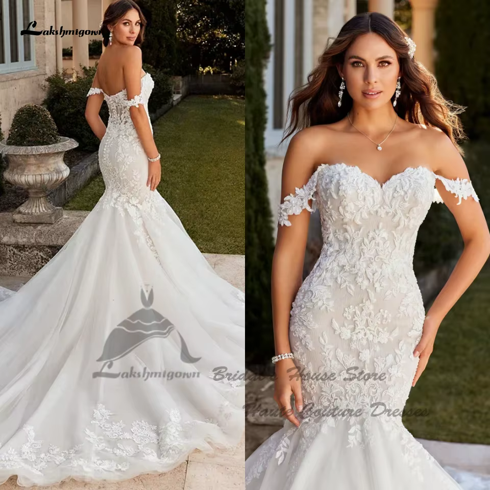 Lakshmigown princesse sirène robes de mariée 2025 dentelle perlée robe Boho robes de mariée hors de 