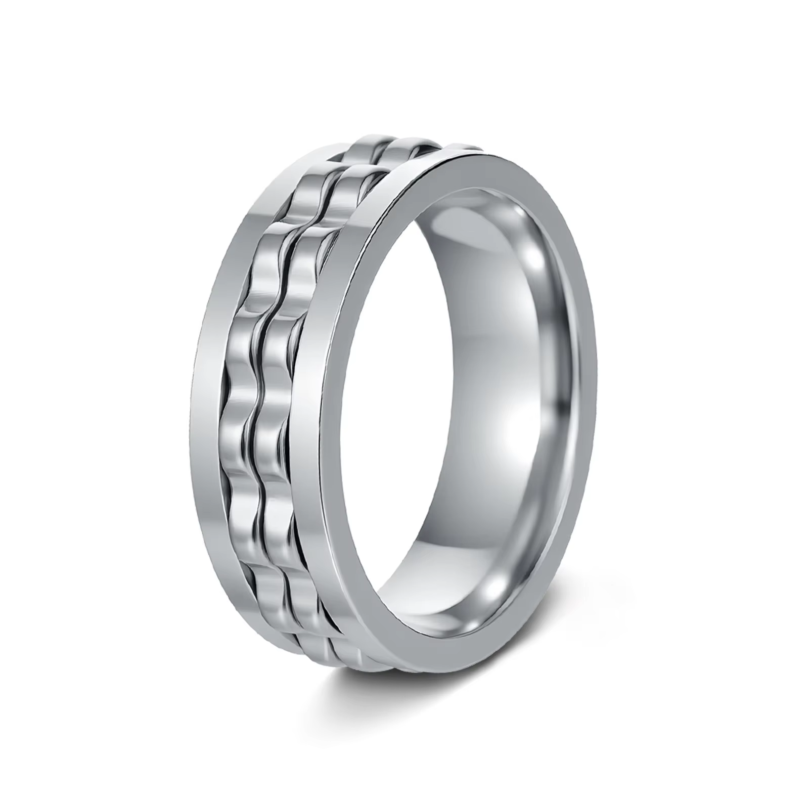 Bague anti-stress en acier inoxydable Kissmoon avec engrenage rotatif pour hommes et femmes, bague t