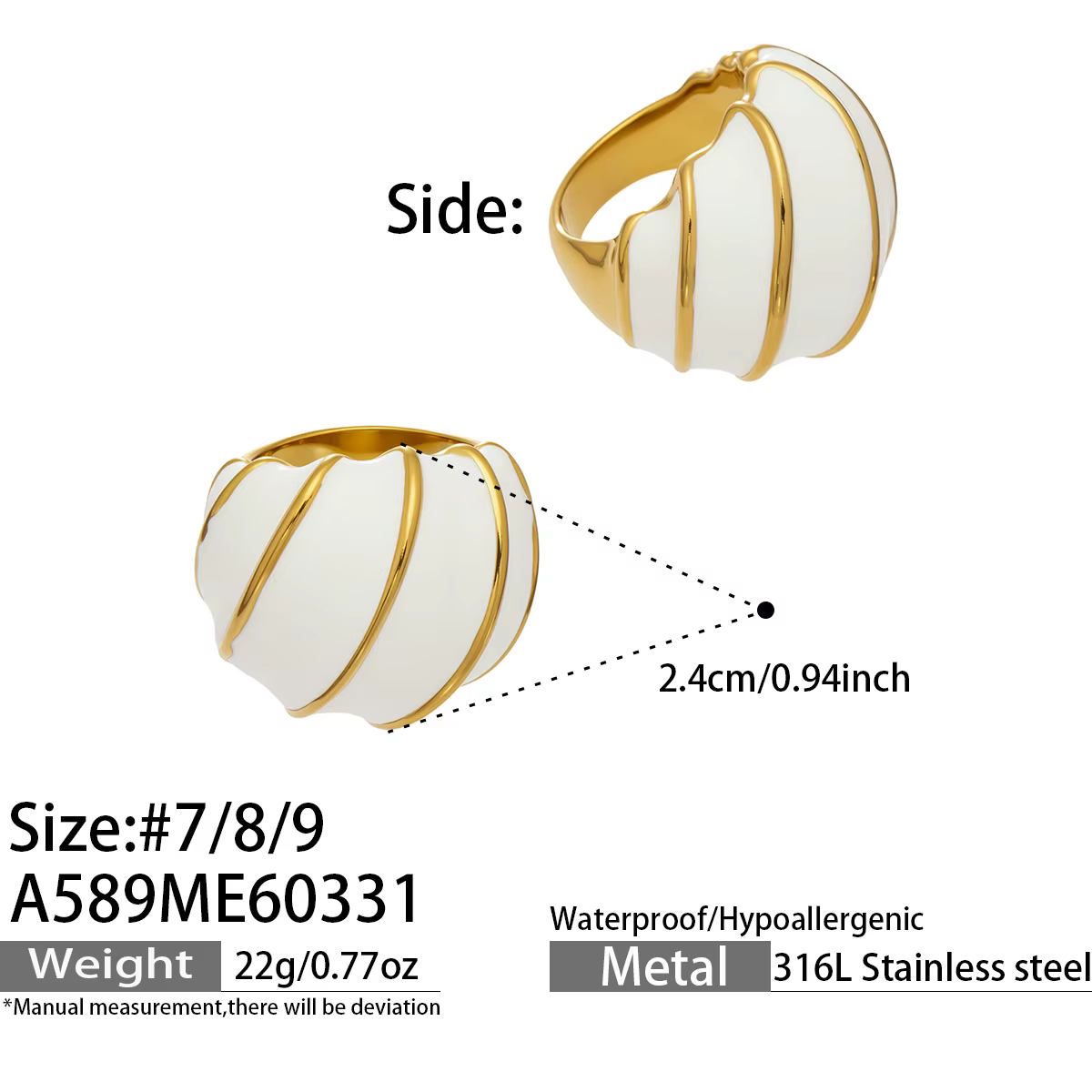 Bague pour femme en acier inoxydable 316L, motif cœur, fleur colorée en nacre émaillée, étanche et i