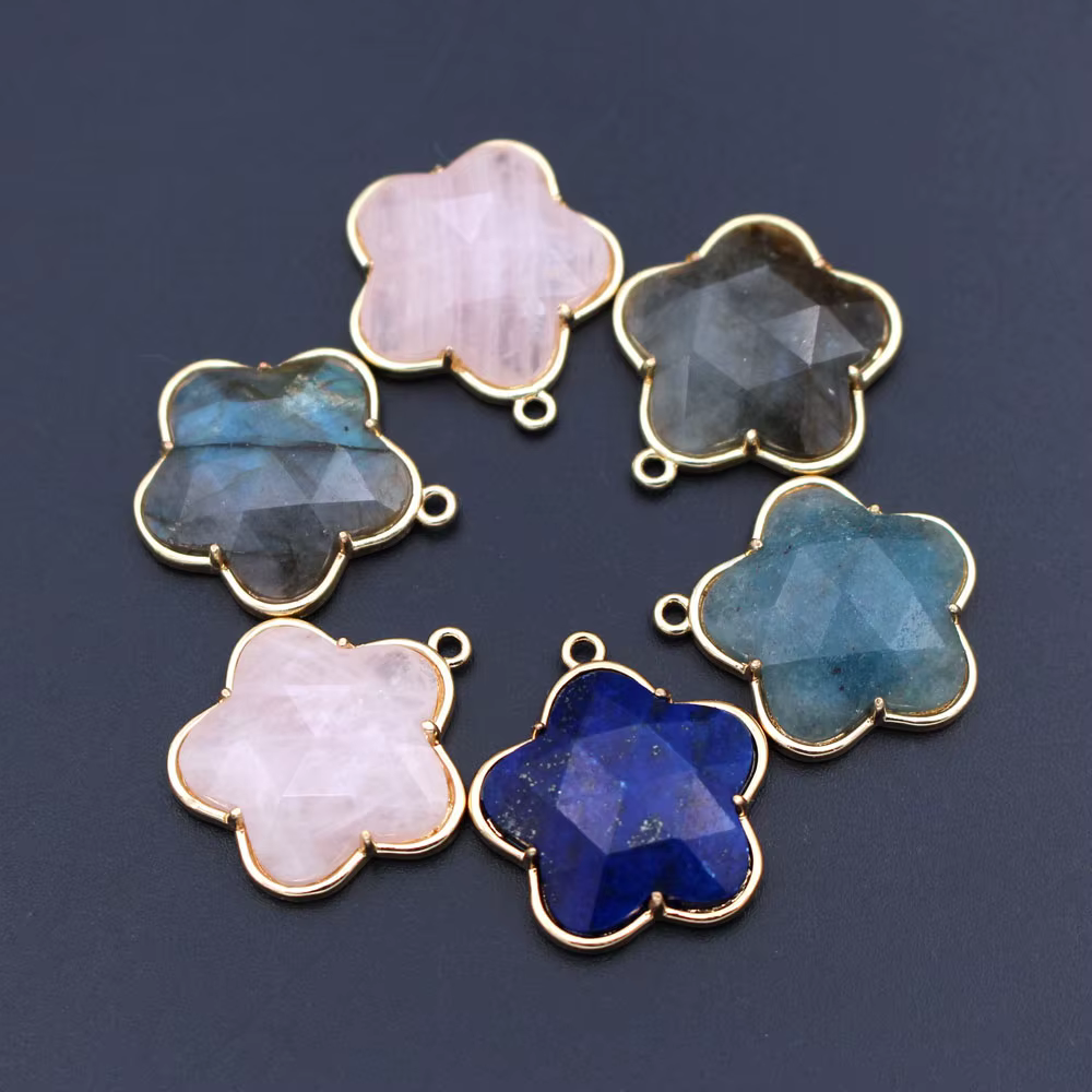 10 pièces bricolage boucles d'oreilles bijoux accessoires facettes pierre naturelle pendentif étoile