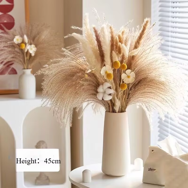 80 pièces Pampas fleurs séchées lapin queue de lapin herbe Bouquet Boho maison mariage décor fausse 
