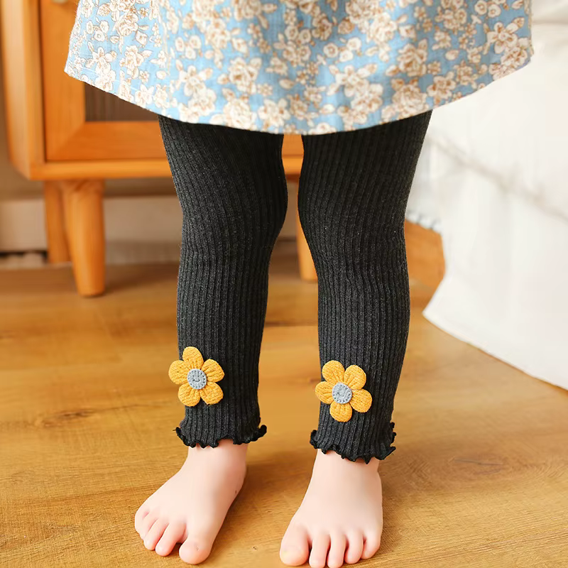Bébé fille Leggings pantalon automne bébé collants enfant en bas âge pantalon fleur coton tricot pan