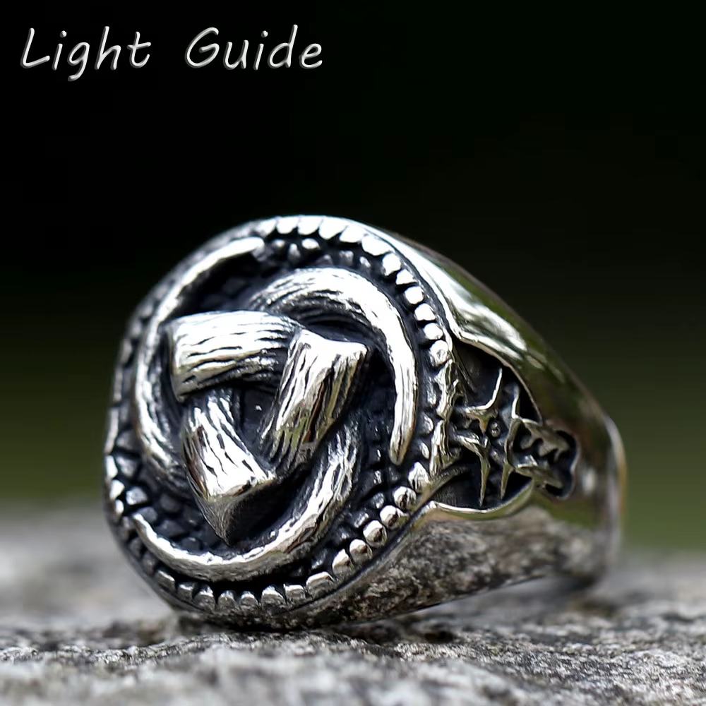 Bague en acier inoxydable SION L pour hommes, bague amulette marteau, bague viking punk pour hommes,