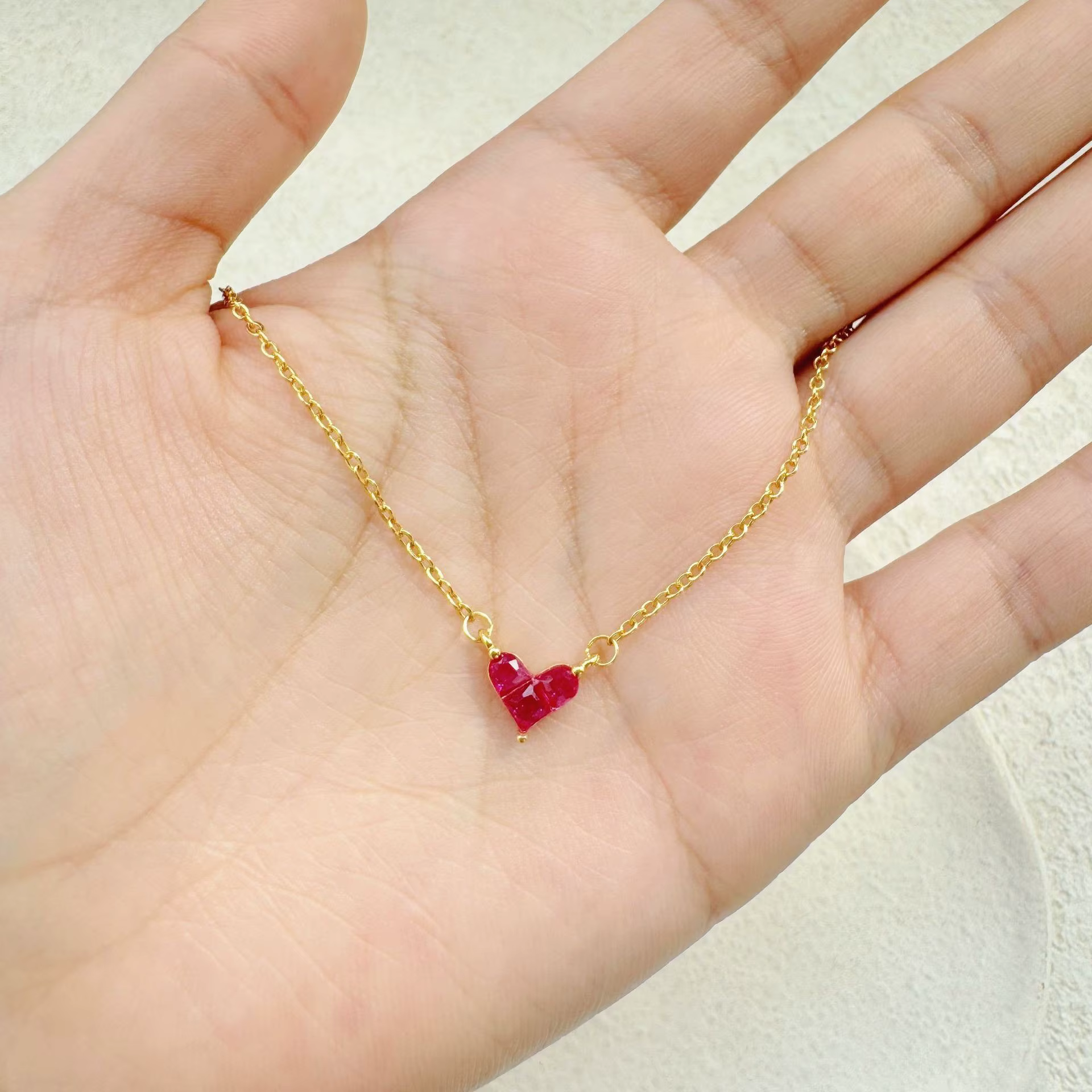 Collier de luxe en forme de cœur pour femmes, design de Niche française, Vintage, accenté de rubis i