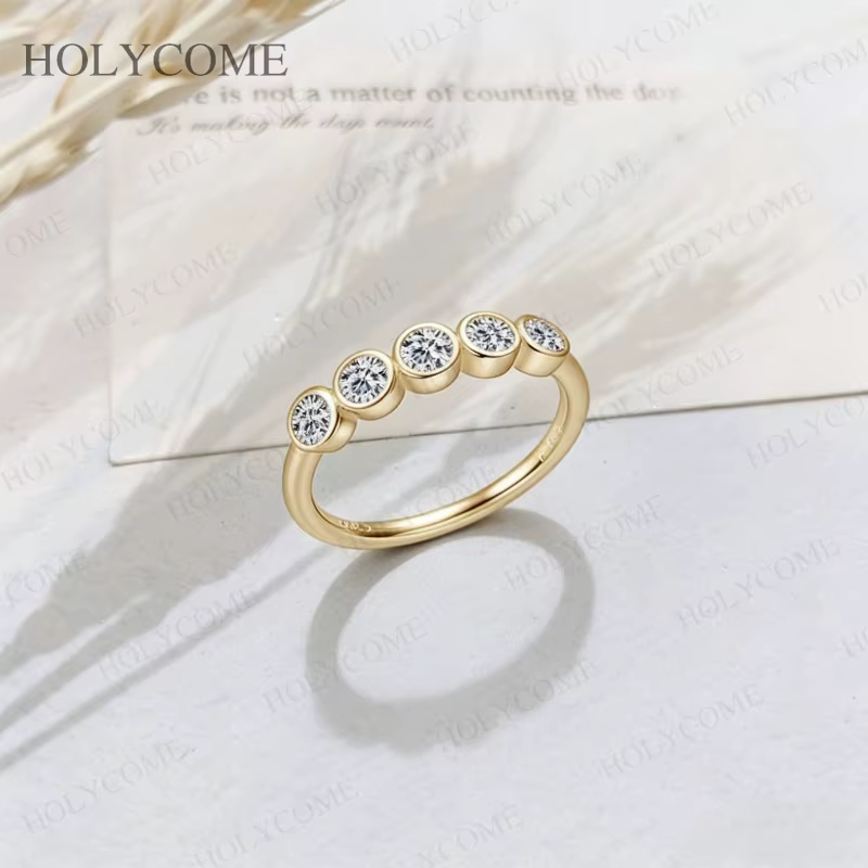 Bague à bulles couleur D personnalisée Moissanite ronde 3mm/3.5mm/4mm VVS1, bijoux de bonne qualité 