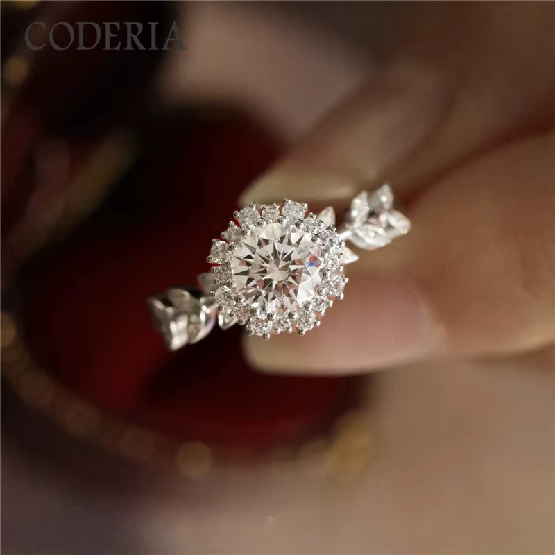 Group bague Moissanite 1 carat Edelwed'appareils plaquée avec 5 couches d'or blanc et d'argent regar