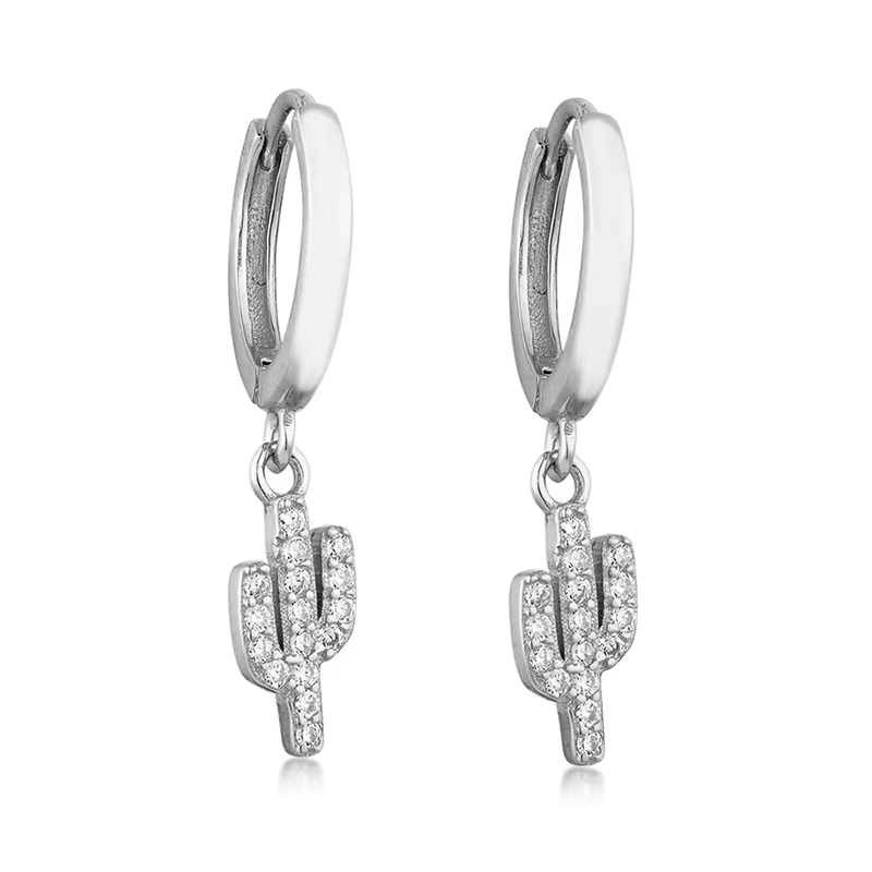 Boucles d'oreilles cactus incrustées de zirconium à la mode pour un usage quotidien de niche, boucle