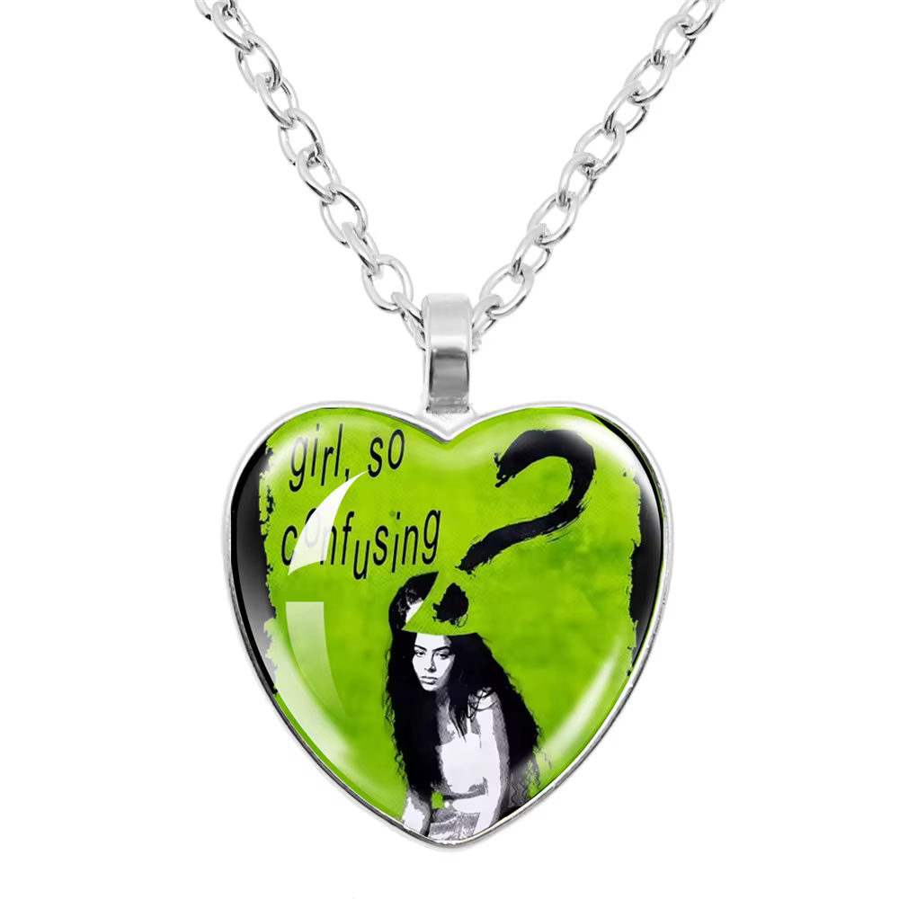 BRAT-Collier pendentif en verre en forme de cœur pour femme, Charmovies XCX 2024, Album créatif, Acc