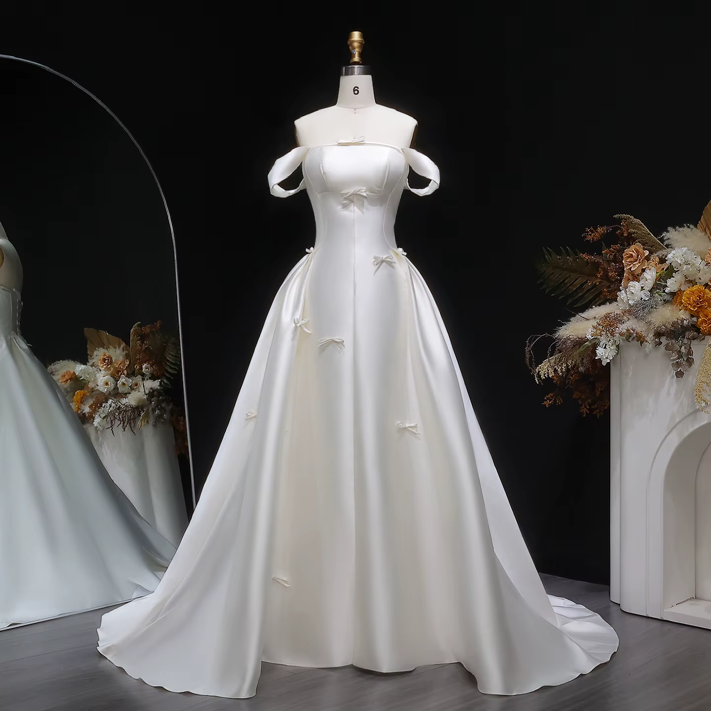Robe de mariée élégante Sheer Fairy pour femme, en satin blanc, épaules dénudées, simple, style robe