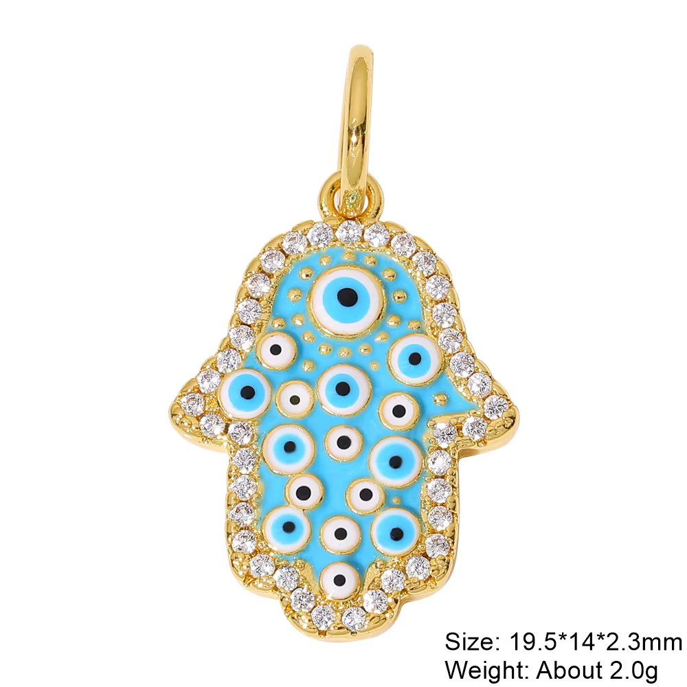 Juya-Breloques Turques Porte-Bonheur Grec Mauvais Œil, Or group 18K, Plaqué Platine, Turquoise, Coni