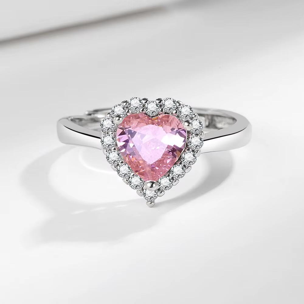 Bague élégante en argent Sterling 925 pour femmes, cadeau de saint-valentin, cœur rouge, bijoux pour