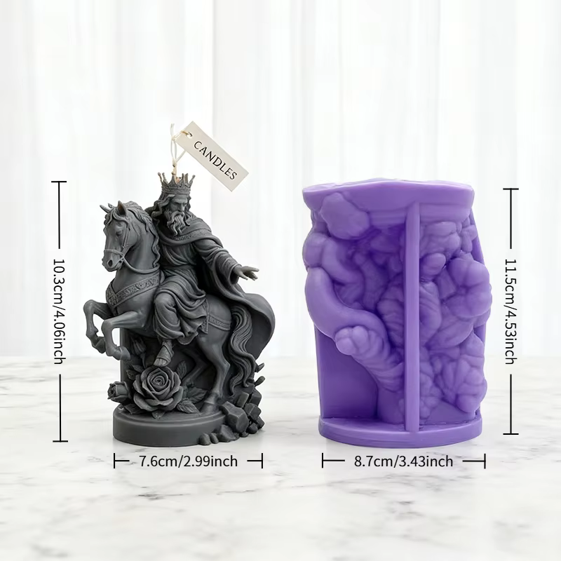 Moule de bougie d'art équestre exquis King : bougie parfumée clairement texturée montrant l'esthétiq