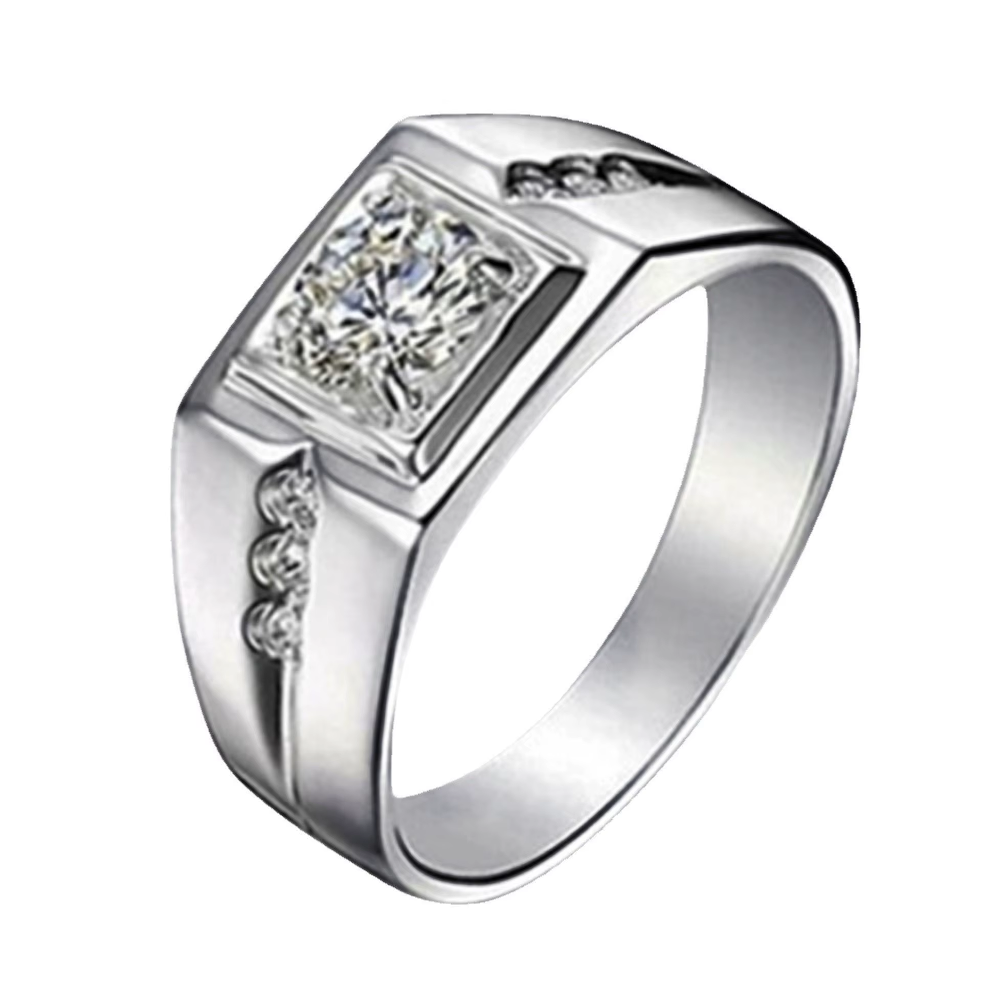 Bague de luxe en argent sterling 925 incrusté de cristal de zircon pour hommes, plaqué or 18 carats,