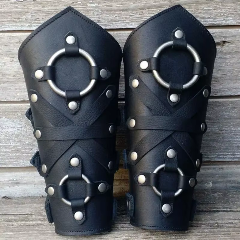 Armure de bras en cuir Steampunk médiéval, anneau de brassage, chevalier Viking, gantelet de Pirate,
