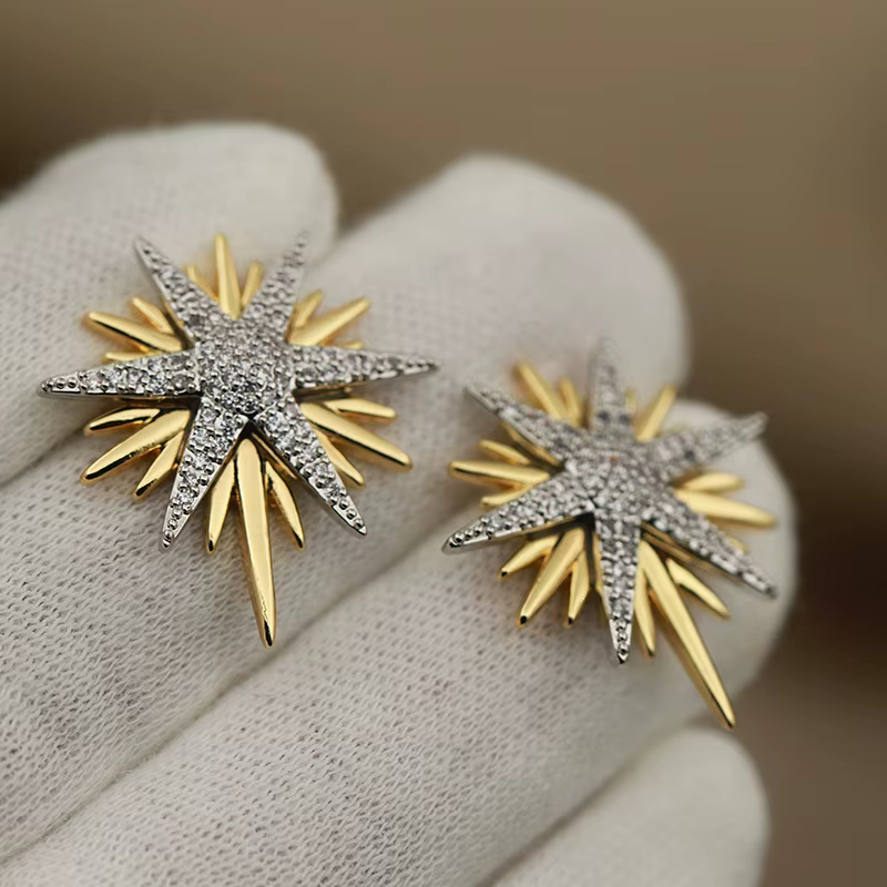 Boucles d'oreilles étoile en zircone pour femmes, nouveau Design de vue, marque de mode, fleur en cr