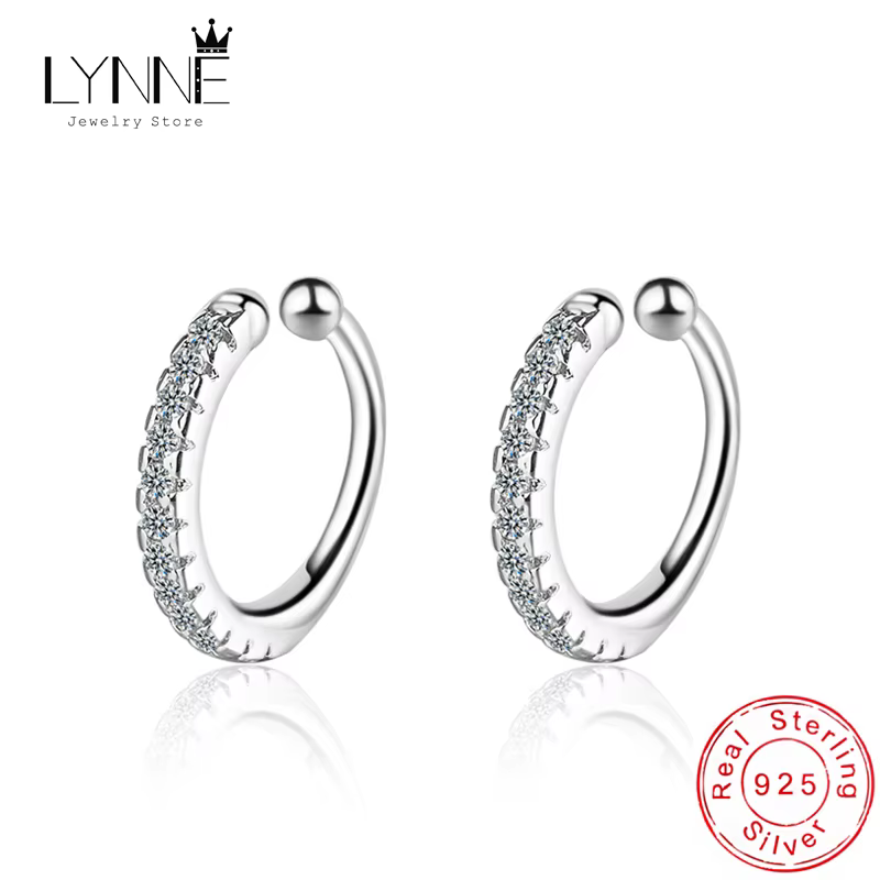 Boucles d'oreilles à Clip en argent Sterling 925, décoration de Type C, Zircon, Punk Rock, strass, s