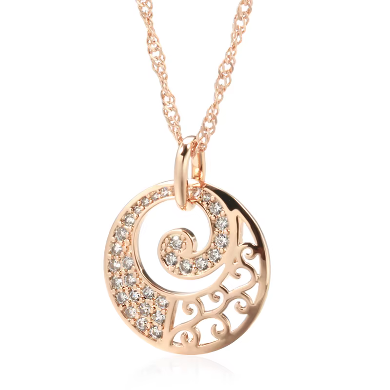 SYOUJYO 585 couleur or Rose pendentif collier pour femmes aiguille strass cercle cristal bijoux natu
