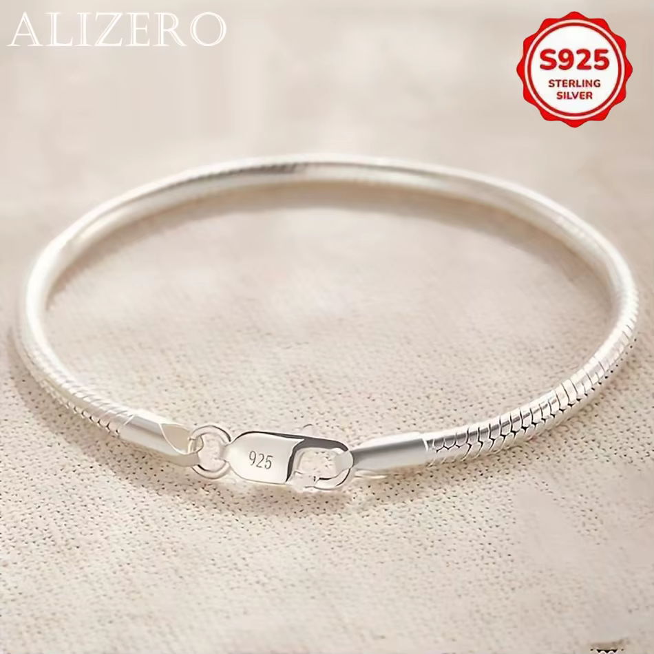 Bracelet en argent sterling 925, 3 mm, style simple, pour femmes et hommes, à porter au quotidien et