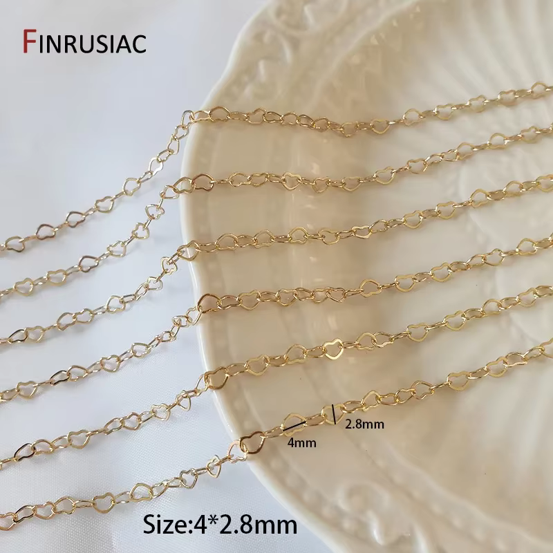 Câble à maillons ronds en laiton plaqué or 14K, chaînes de collier en vrac pour bricolage, résultats