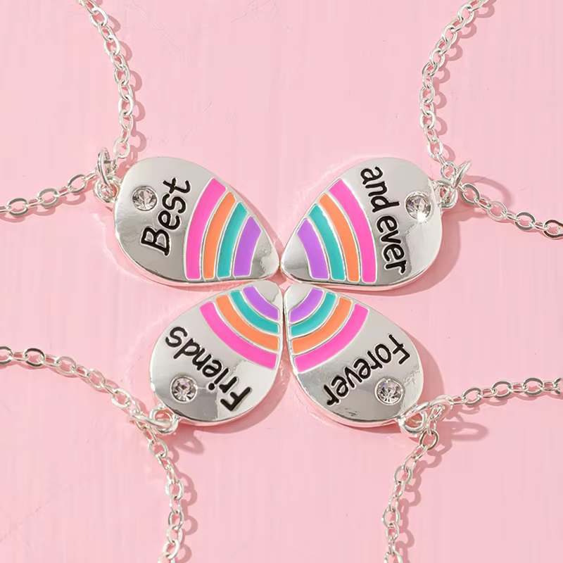 Pendentif arc-en-ciel meilleurs amis pour toujours et jamais, collier BFF, bijoux d'amitié pour bons