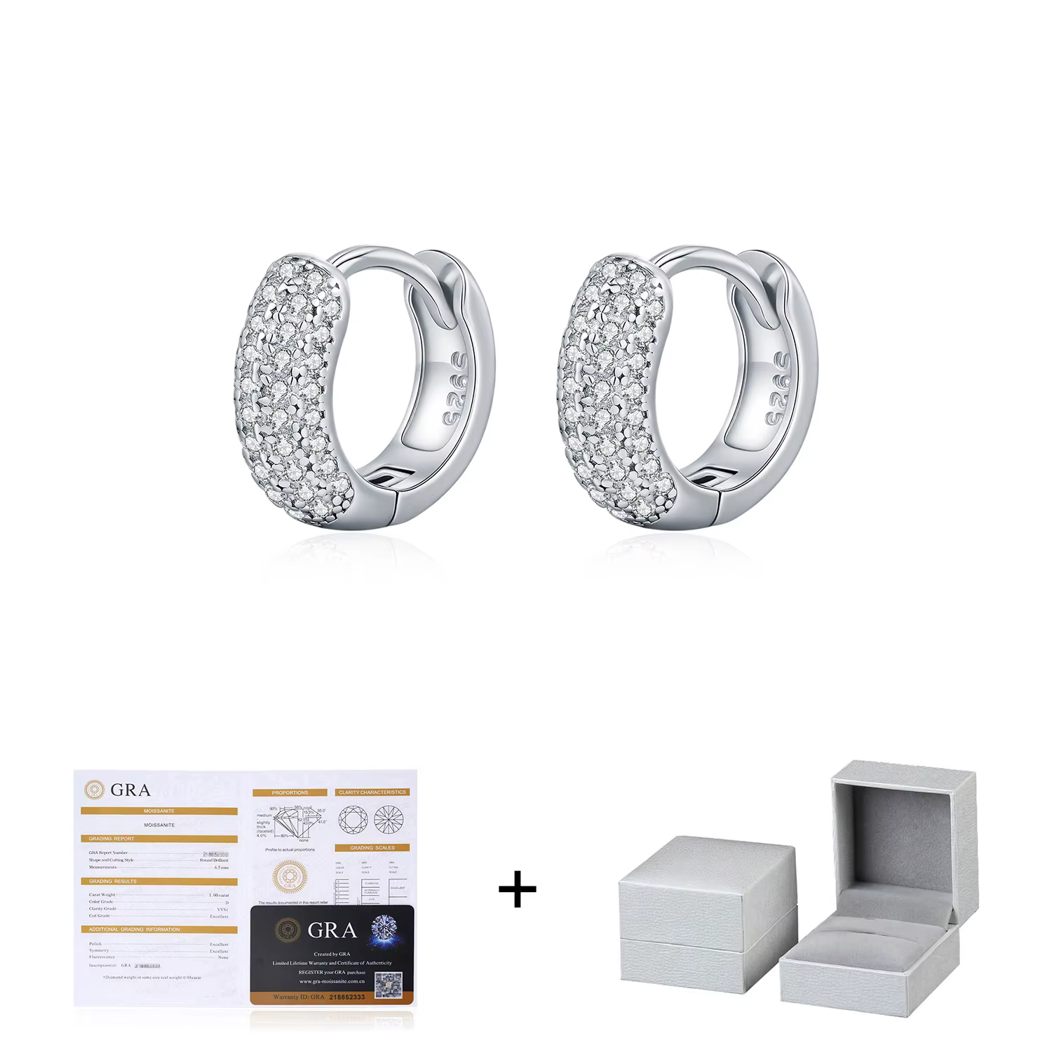 YANLOK 925 en argent Sterling de luxe éblouissant rond Moissanite boucles d'oreilles pour les femmes