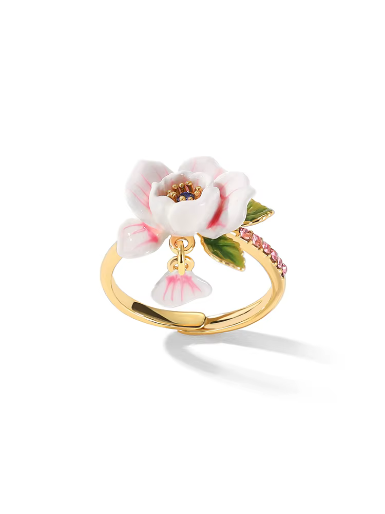 JUICY GRAPE Bague fleur rose pour femme exquise bague réglable de style français avec un design uniq