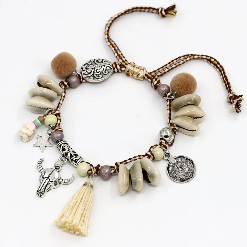 Bracelets de cheville coquillage pour femmes, bijoux de pied Boho, sandales de plage, pieds nus, lan