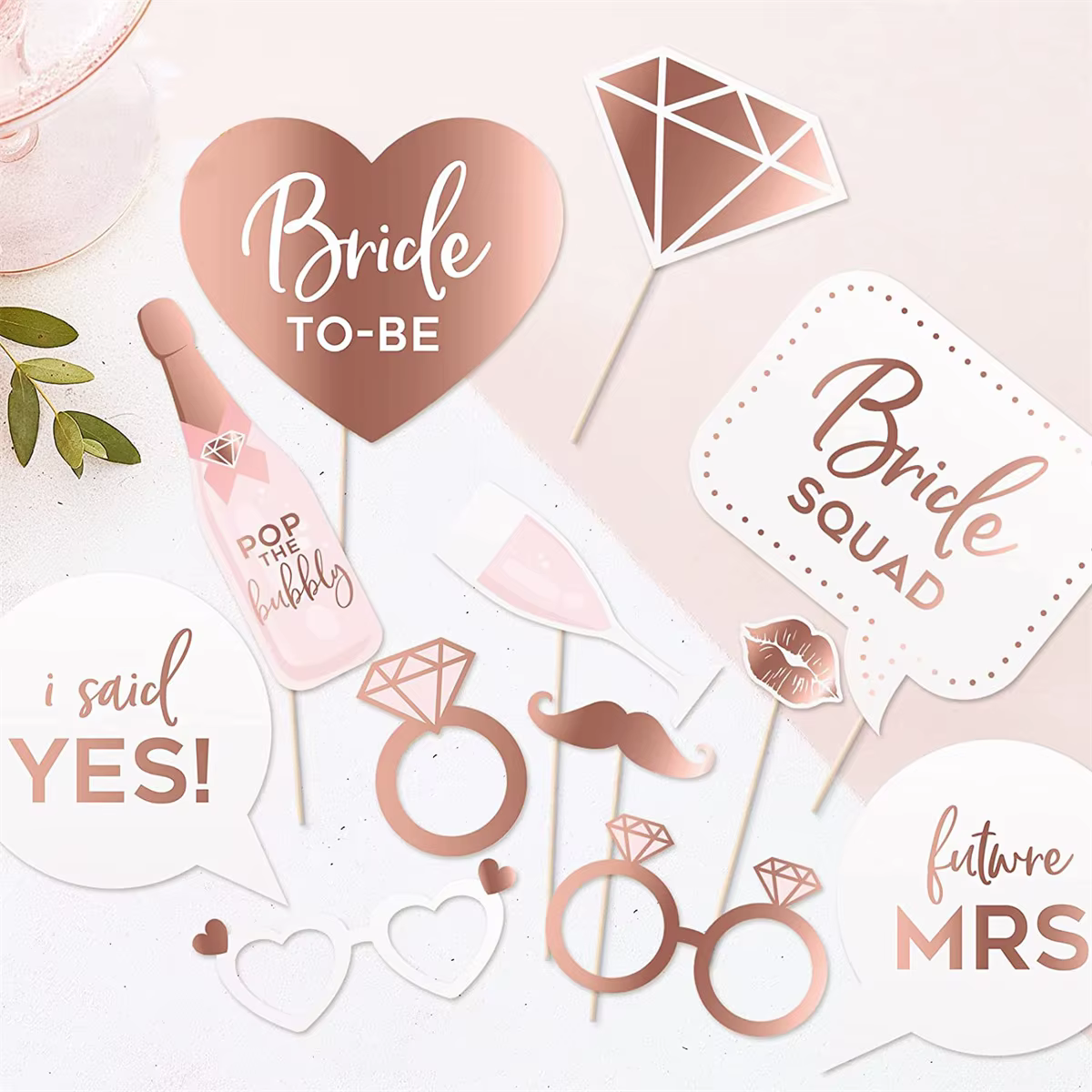 12 accessoires amusants pour photomaton 'Future Mariée', pour douche nuptiale, mariage, enterrement 