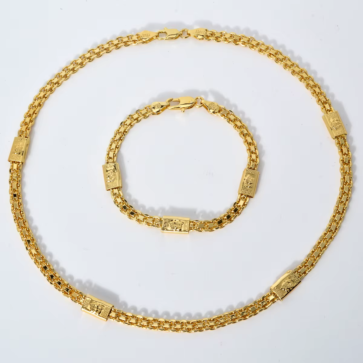 Dubaï 18k plaqué or ensembles de bijoux de luxe Hip Hop Punk 2 pièces ensembles collier Bracelet mar