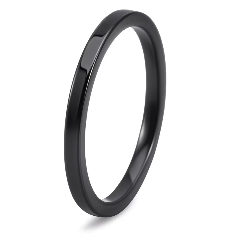 Bague en céramique zircone noire et blanche en gros, 2/4/6/8/10 mm, bande unie, hypoallergénique, bi