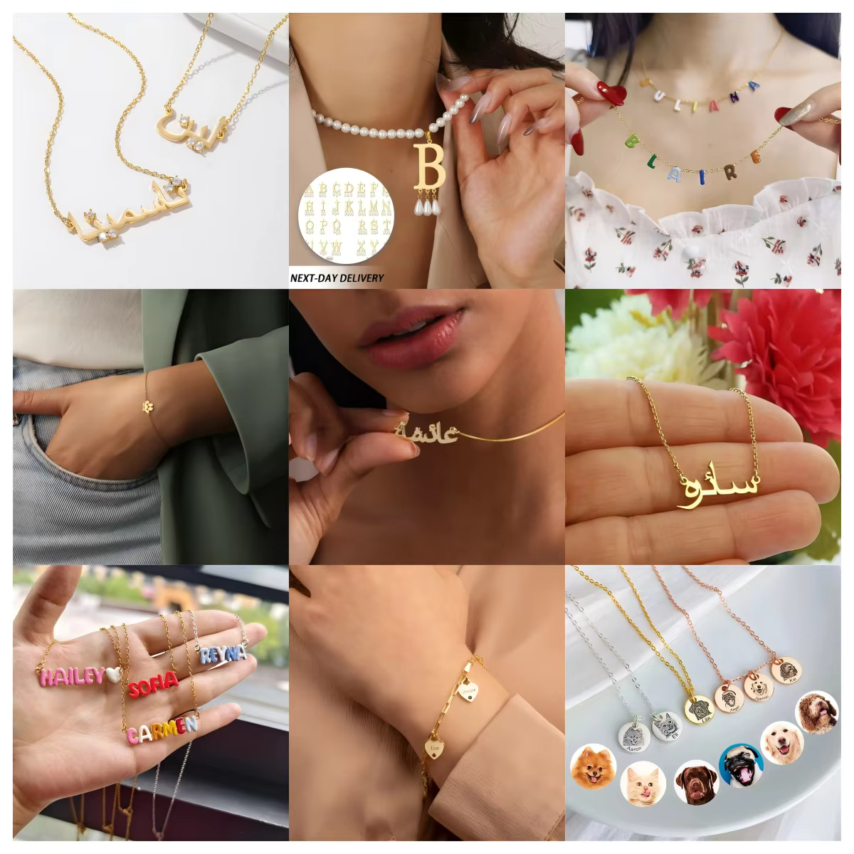Bijoux personnalisés avec nom, pendentif en acier inoxydable gravé avec initiale et pierre de naissa