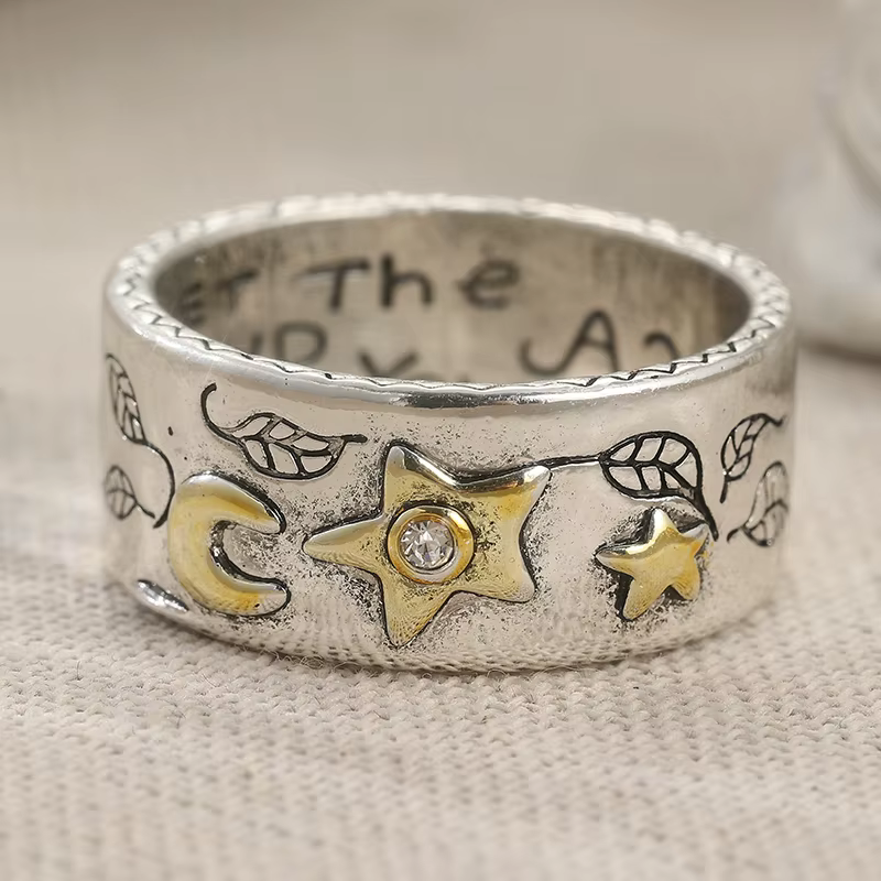 Bague minimaliste étoiles et lune pour femmes et hommes, style punk gothique, accessoires unisexes, 