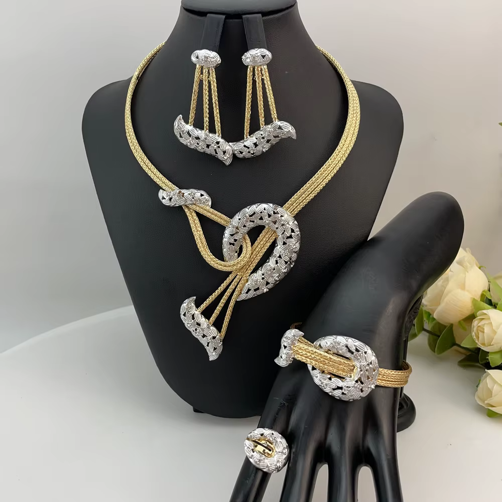 Grand collier audacieux de Style Simple brésilien, ensemble de bijoux de mariée africaine de luxe de