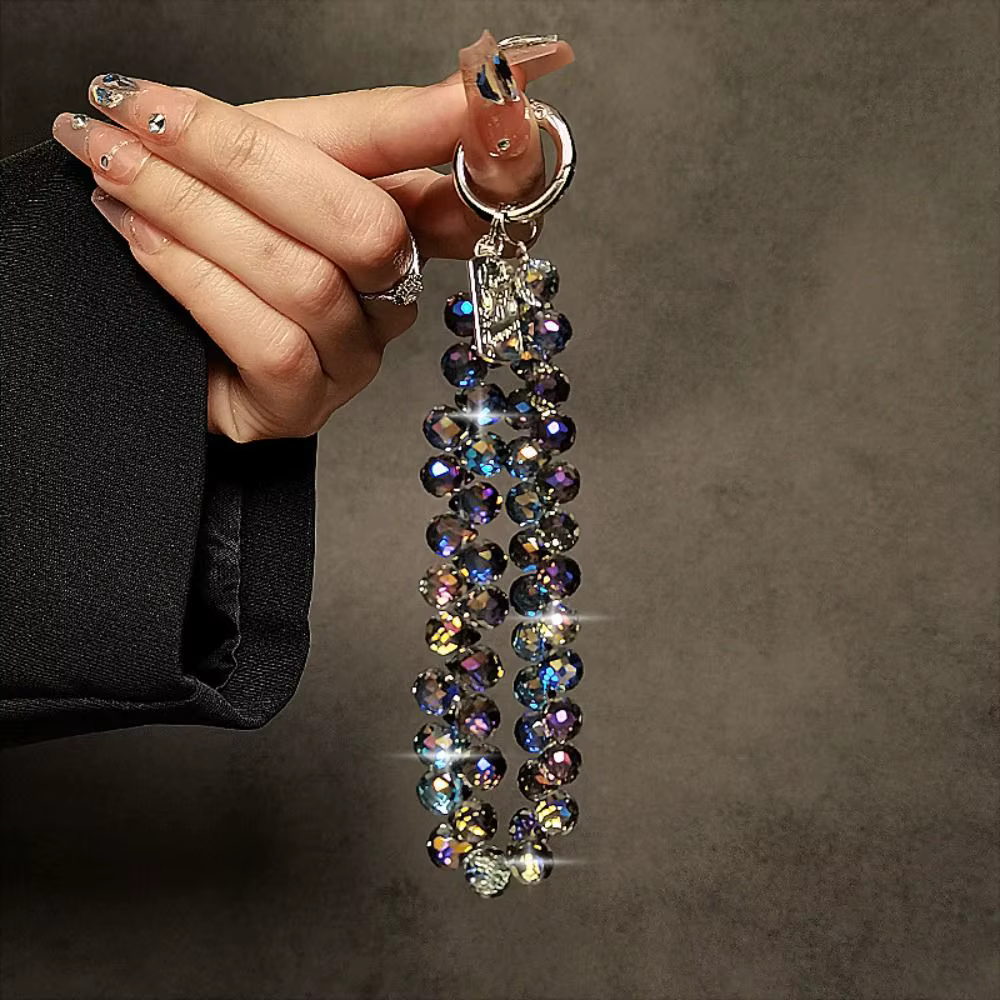 Chaîne de lanière de téléphone portable colorée, élégant, pendentif en perles de cristal à paillette